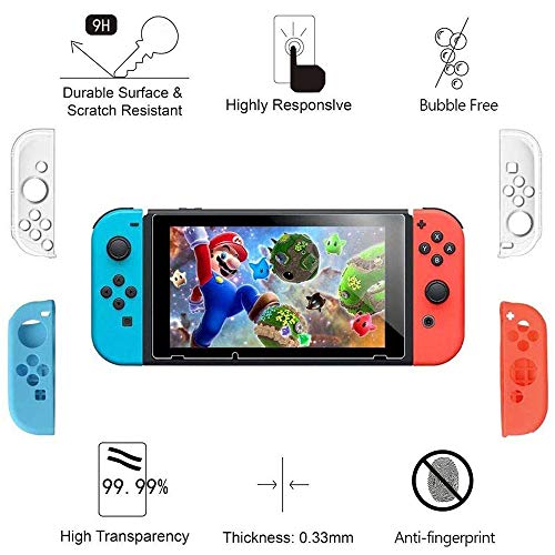 16 en 1 Kit de Accesorios para Nintendo Switch, Funda para Nintendo Switch, Funda Protectora de Silicona | Funda de Transparente | Protector de Pantalla | Tapas para Joystick | Soporte Ajustable