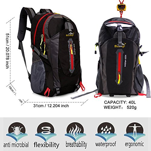 40L Mochila de Senderismo Ligero, Yunplus MúLtiples Funciones Impermeable Casual Mochila Camping Para Deporte Al Aire Libre Escalada Trekking Alpinista 52 X 33 X 16 cm