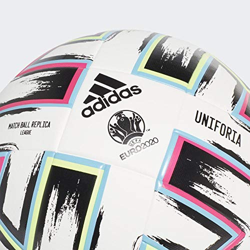 adidas UNIFO LGE Balón de Fútbol, Men's, White/Black/Signal Green/Bright Cyan, 5