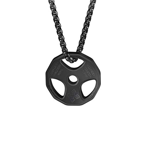 AILUOR Hombres Mujeres Colgante con Mancuernas Collar de Acero Inoxidable Parejas Barbell Colgante Fitness Gym Sports Mancuernas Levantadores de Pesas Barbell Chain Jewelry (Negro-R)