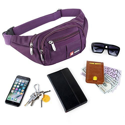 AirZyx Riñoneras de Marcha Running de Acampada y Marcha Bolsos de Gimnasio Bolsos Bandolera para Hombre Mujer (Morado)