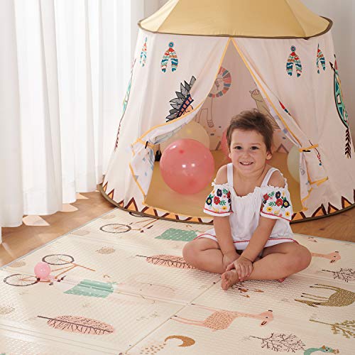 Alfombrilla de juegos para bebé, plegable, antideslizante, extragrande, reversible, impermeable, portátil, de doble cara, para niños pequeños y bebés