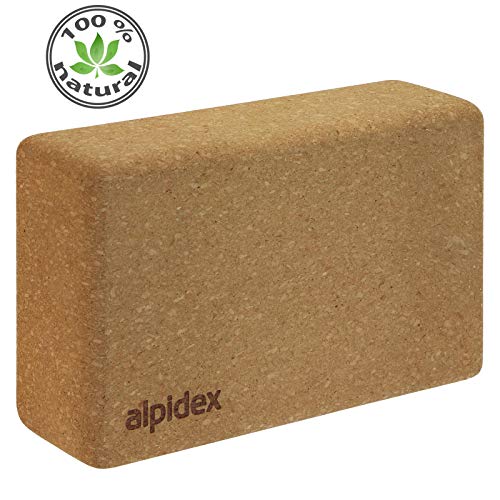 ALPIDEX Bloque de Corcho Yoga Block Cork Ladrillo Natural Bloc Pilates Juego de 2 o 1, Tamaño:2 Piezas - 23 x 14 x 7.5 cm