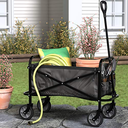 AmazonBasics - Carreta plegable para jardín y aire libre con bolsa de cubierta, negro