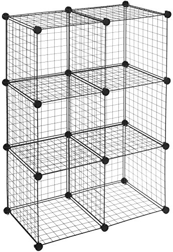 AmazonBasics - Estantes de almacenamiento, Seis cubos, de alambre - Negro