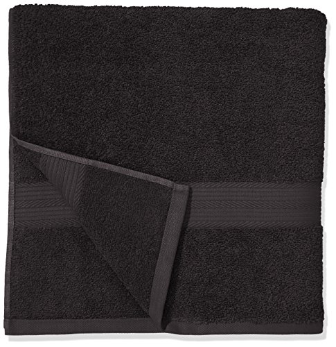 AmazonBasics - Juego de toallas (colores resistentes, 2 toallas de baño), color negro