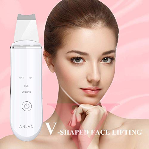 ANLAN Peeling Ultrasónico Facial Skin Scrubber Exfoliación Facial Ultrasónica Limpiador de Poros para Limpieza Facial y Cuidado Facial