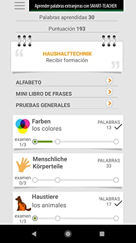 Aprender palabras en alemán con Smart-Teacher