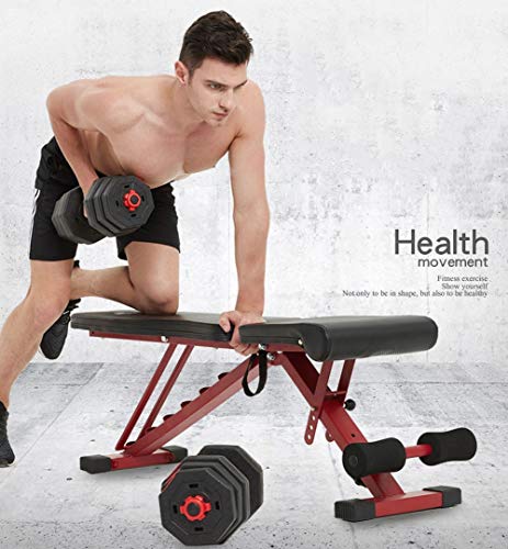 Aprilhp Banco Abdominales, Banco de Pesas Ajustable Banco de Musculacion Plegable para Entrenamiento en Casa, Banco Gimnasio para Plano/Declinado/Inclinado/Sit Up, Cargar-100KG