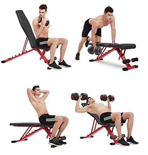 Aprilhp Banco Abdominales, Banco de Pesas Ajustable Banco de Musculacion Plegable para Entrenamiento en Casa, Banco Gimnasio para Plano/Declinado/Inclinado/Sit Up, Cargar-100KG