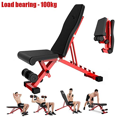 Aprilhp Banco de Pesas Ajustable, Banco de Musculacion Plegable Banco Press Banca para Entrenamiento de Fitness, Respaldo y Asiento Regulables, Cargar-100KG