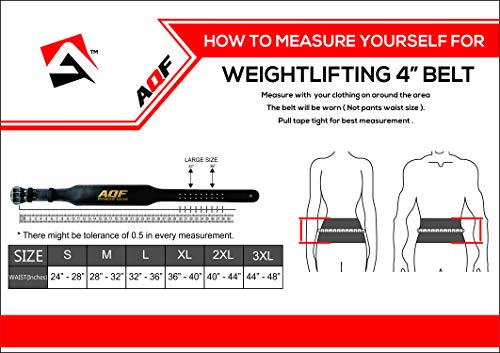 AQF Cinturon Lumbar Gimnasio para Levantamiento De Pesas De Cuero Acolchado De 4"Pulgadas para Musculación Ejercicio De Físico Culturismo