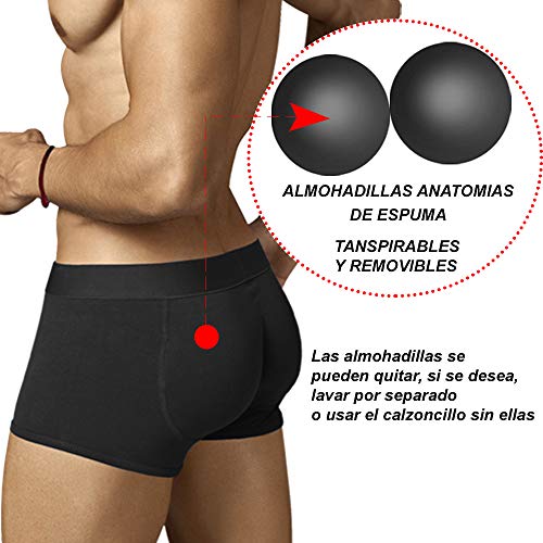 ARIUS Calzoncillo Boxer con Relleno Trasero para Aumentar el Volumen y tamaño de glúteos y Levanta - Push up y Relleno de Nalgas - Men’s Padded Buttocks - Men's Shapewear (M)