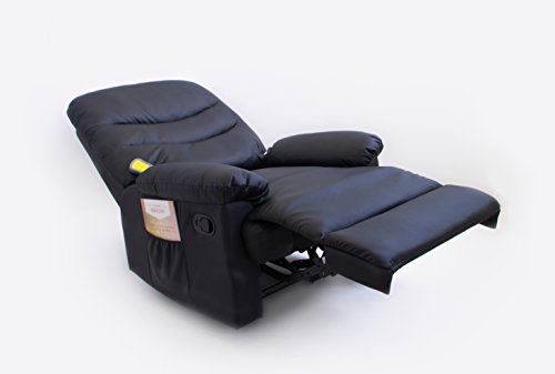 Astan Hogar Sillón Relax con Reclinación Manual, Masaje Y Termoterapia. Modelo Roma AH-AR30200NG, Negro,