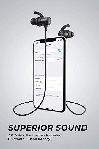 Auriculares Bluetooth 5.0 SoundPEATS Q30HD Cascos Deportivos Magnéticos In-Ear Inalámbricos con Mic, Duración 8 Horas para iPad, iOS Android Móviles Smartphones PC (Negro)