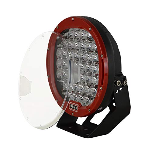 AUXTINGS 9" 96W Red Spot Redondo LED Luz de Trabajo Bar Off Road Luces Antiniebla Conducción Barra de Techo Parachoques para Off Road SUV Barco Lamp(Rojo)