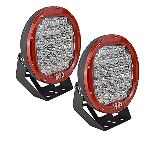 AUXTINGS 9" 96W Red Spot Redondo LED Luz de Trabajo Bar Off Road Luces Antiniebla Conducción Barra de Techo Parachoques para Off Road SUV Barco Lamp(Rojo)