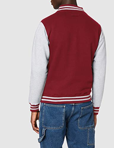 AWDis Varsity Jacket, Chaqueta Bomber Para Hombre, Multicolor (Burgundy/Heather Grey), Large