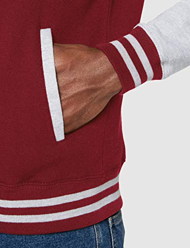 AWDis Varsity Jacket, Chaqueta Bomber Para Hombre, Multicolor (Burgundy/Heather Grey), Large