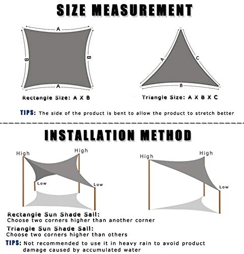 AXT SHADE Toldo Vela de Sombra Rectangular 2,5 x 3 m, protección Rayos UV y HDPE Transpirable para Patio, Exteriores, Jardín, Color Beige