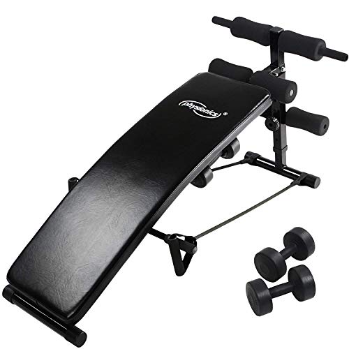 Banco de Abdominales Ajustable - Entrenamiento de Musculación con Pesas y Bandas de Resistencia, Máx. 100kg - Banco de Gimnasio para Ejercicios de Fitness en Casa