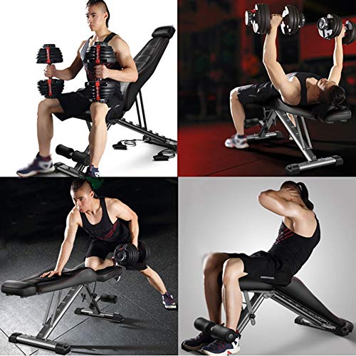 Bancos ajustables Plegable Heavy Duty Fitness Peso, Inclinación de inclinación Plana Banco de Entrenamiento de Ejercicio de Uso múltiple, Entrenamiento en casa Gimnasio Levantamient