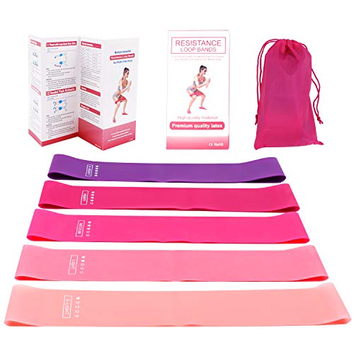 Bandas Elasticas Fitness, Goma Cintas Elastica Fitness Bandas Elasticas Musculacion Set de 5 Resistencia Gimnasia de Látex Natural Agradable Para Fisioterapia, Rehabilitación