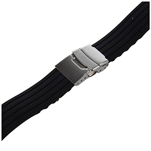 Basage - Correa de silicona para reloj de pulsera, cierre plegable, impermeable, 20 mm, color negro