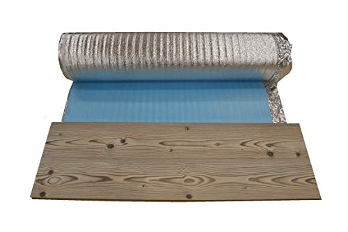 Base Aislante MOISTURE 3.0 de 3mm. Rollo: 20m2. Mejor Aislante ecónomico acústico para Tarimas y Parquet; Subsuelo con Protección Metalizada. Cubre Humedades e irregularidades. PE Ecológico