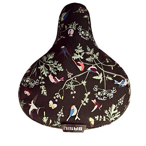 Basil Wanderlust Saddle Cover Fundas de sillín, Mujer, Negro Estampado/Verde, Talla Única