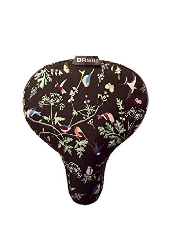 Basil Wanderlust Saddle Cover Fundas de sillín, Mujer, Negro Estampado/Verde, Talla Única