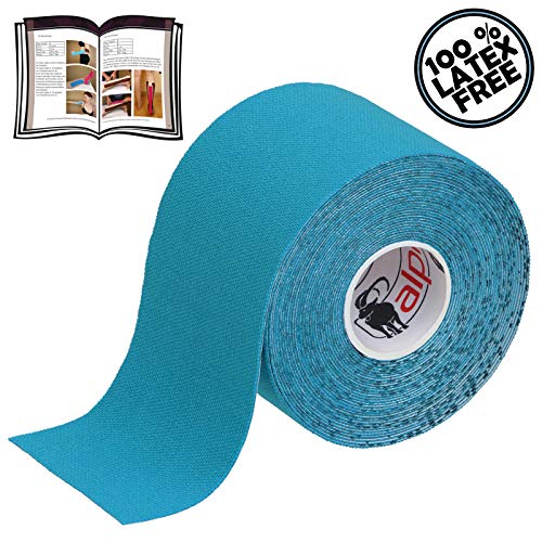 BB Sport 6 Rollos Cinta Kinesiología Tape 5 m x 5 cm Cinta Muscular E- Book Ejemplos Aplicación, Color:azul claro