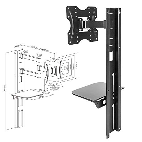 BeMatik - Soporte de pared para pantalla TV de 23" a 42" compatible VESA-100/200 con bandeja