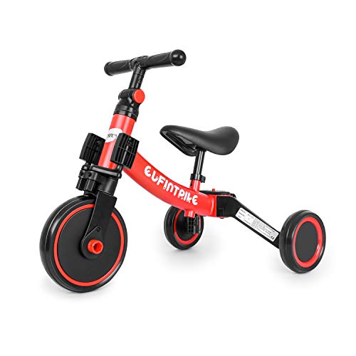 besrey Triciclos para Niños, 5 en 1 Un Bici polivalente, Triciclo & Bicicleta & Carro de Equilibrio & Caminante, 2.8kg Ligero y portátil, Adecuado para niños de 1.5-4 años Princesa roja