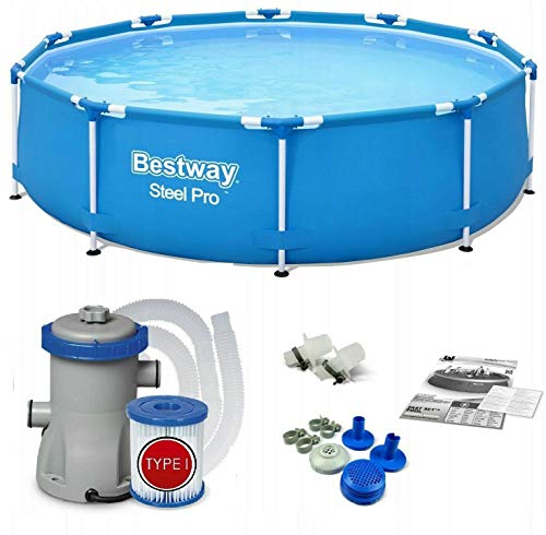 Bestway 56679 – Steel Pro – Piscina exterior redonda 305 x 76 cm, bomba de filtrado incluida