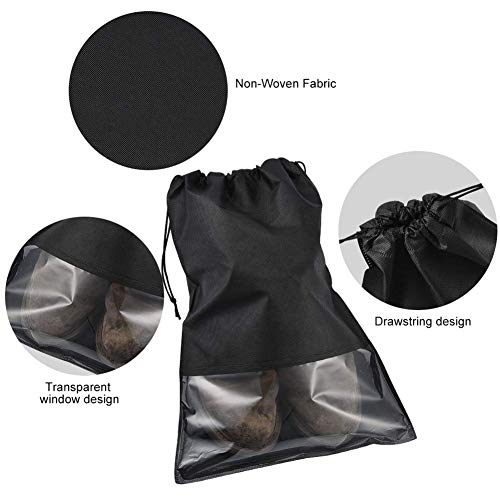 BETOY 12 Pcs Bolsas de Zapatos, Zapatos de Viaje Bolso,Multifunción A Prueba de Polvo No Tejidas Portátil Bolsas para Zapatos Plegable Ventana Transparente Con cordón