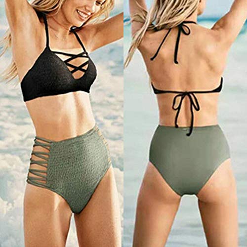 B/H Fit Cuerpo Atractivo Bañera Bikini,Bikini con Estampado de Corbata, Plisado, Conservador-XL