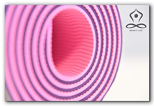 BHAKTI Life - Esterilla Yoga TPE, Doble Capa, Rosa, 1830x610X6mm. Antideslizante. Ecofriendly. (Rosa)