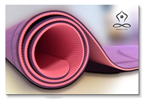 BHAKTI Life - Esterilla Yoga TPE, Doble Capa, Rosa, 1830x610X6mm. Antideslizante. Ecofriendly. (Rosa)