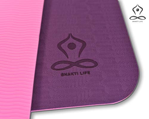 BHAKTI Life - Esterilla Yoga TPE, Doble Capa, Rosa, 1830x610X6mm. Antideslizante. Ecofriendly. (Rosa)