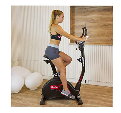 Bicicleta Estática BH Berlin SC100 - Volante inercia 9 kg - Freno magnético - 24 Niveles intensisdad - 12 programas predeterminados - sensores Ritmo cardiaco en Manillar - Sillín y Manillar Regulable