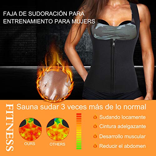 Bingrong Chaleco Neopreno Sauna Mujer Fajas Reductoras Adelgazantes Mujer Compresion para Adelgazante Sudoración para Deporte Fitness (Negro, Medium)