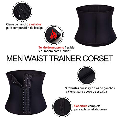 Bingrong Faja Reductora Adelgazante Hombres Faja Reductora Cinturón Lumbar Abdomen Ajustable para Deporte Fitness Efecto Sauna para la Quema de Grasa (Negro, 3XL)