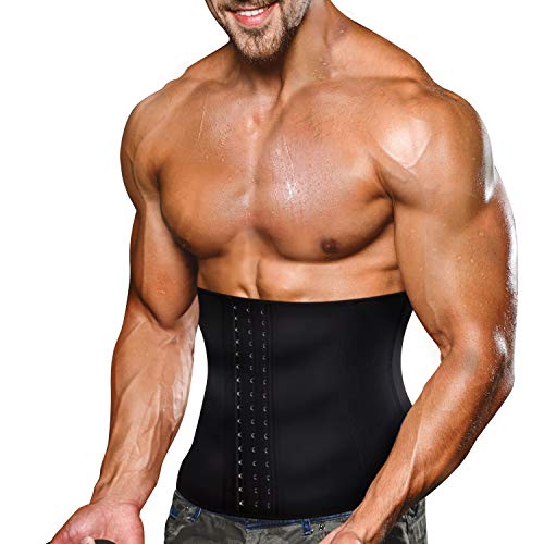 Bingrong Faja Reductora Adelgazante Hombres Faja Reductora Cinturón Lumbar Abdomen Ajustable para Deporte Fitness Efecto Sauna para la Quema de Grasa (Negro, 3XL)