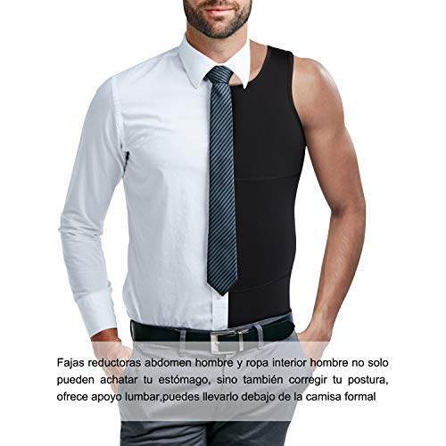 Bingrong Faja Reductora para Hombre Chaleco Adelgazante para Hombre Camiseta elástica para Abdomen Ropa Interior Reductora (Negro, Medium)