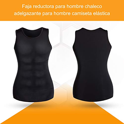 Bingrong Faja Reductora para Hombre Chaleco Adelgazante para Hombre Camiseta elástica para Abdomen Ropa Interior Reductora (Negro, Medium)