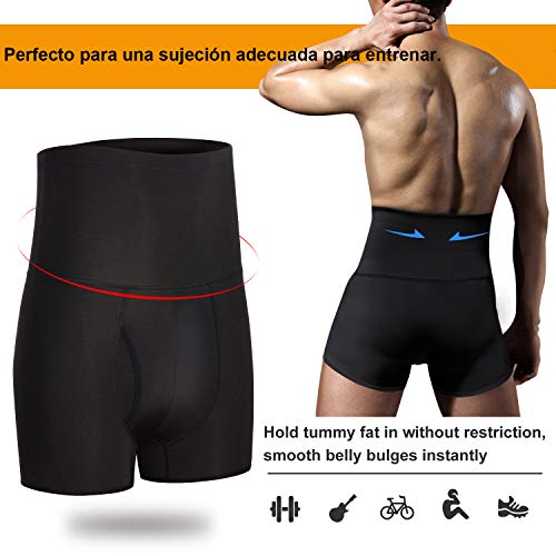 Bingrong Fajas Pantalones Braga Moldeadora Abdomen Hombre Boxers Calzoncillos Moldeador Orificio Fitness Ropa Interior Negra Elástico Shapewear for Men Faja Reductora Adelgazante (Negro, XX-Large)