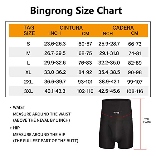 Bingrong Fajas Pantalones Braga Moldeadora Abdomen Hombre Boxers Calzoncillos Moldeador Orificio Fitness Ropa Interior Negra Elástico Shapewear for Men Faja Reductora Adelgazante (Negro, XX-Large)