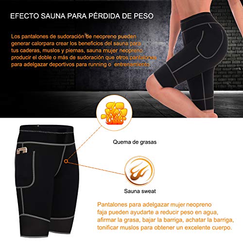 Bingrong Pantalones para Adelgazar Mujer Pantalón de Sudoración Adelgazar Pantalones Cortos de Neopreno térmicos para Ejercicio para Pérdida de Peso Deportivo (Negro, Medium)