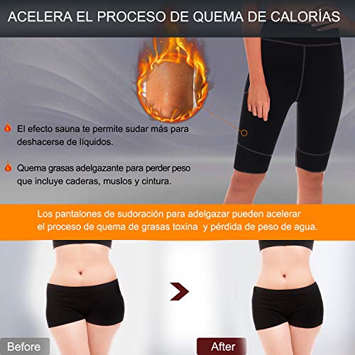 Bingrong Pantalones para Adelgazar Mujer Pantalón de Sudoración Adelgazar Pantalones Cortos de Neopreno térmicos para Ejercicio para Pérdida de Peso Deportivo (Negro, Medium)